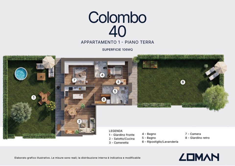 Planimetria appartamento Colombo 40 di Loman