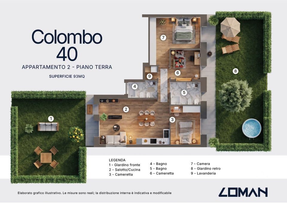 Planimetria appartamento Colombo 40 di Loman