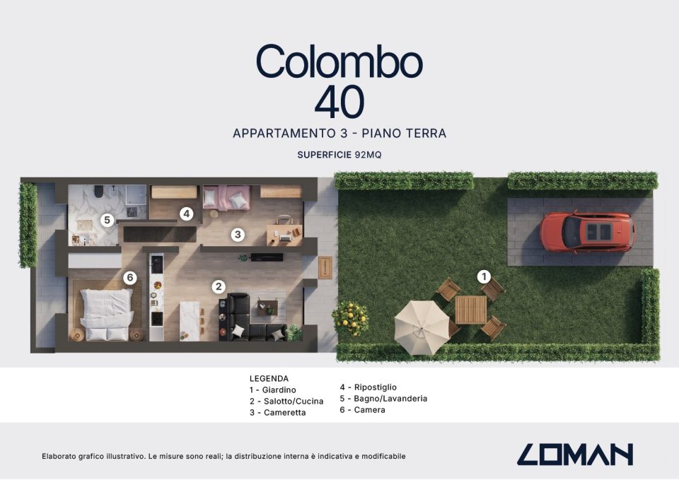 Planimetria appartamento Colombo 40 di Loman