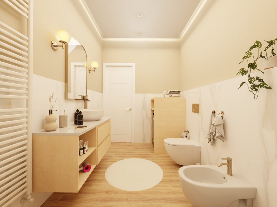 Rendering 3D Colombo 40 di Loman, bagno