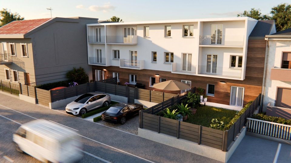 Rendering 3D Colombo 40 di Loman, esterno lato strada